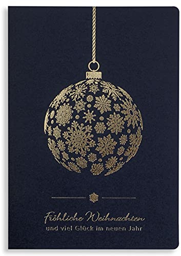 Art Nuvo – EXKLUSIVE WEIHNACHTSKARTEN – SATZ VON 10 GLEICHEN KARTEN, 120x170mm, VERGOLDETE UND GEPRÄGTE WEIHNACHTSMOTIVE – HERGESTELLT AUS SCHMUCKPAPIER MIT EINLAGEN UND UMSCHLÄGEN