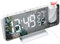 Sveglia Digitale, Radio Sveglia proiettore, Sveglia a Specchio alla Moda con Doppio Allarme, 4 luminosità dello Schermo Regolabile, 8 Display, Rotazione di 180°, Cavo USB da 1,5 m, Radio FM