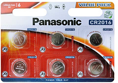 Panasonic CR2016 Lithium-Knopfzelle 3 V, 90 mAh, 6 Stück