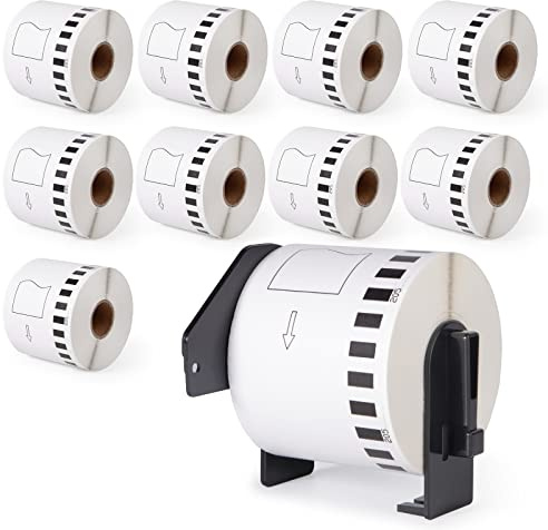 10x Kompatibel mit Brother P-Touch QL DK-22205 Endlosetiketten 62mm x30,48m | MarkField DK-2205 Etikettenrolle DK22205 Selbstklebende Etiketten, für QL-500 570 600 700 710W 720 800 810W 820NWB 1110NWB