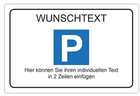 AllesKlaro® - Wunschtext Parkplatzschild - selbst gestalten - Querformat - stabile 4mm Alu Verbundplatte (60 x 40 cm) - 4x Bohrlöcher