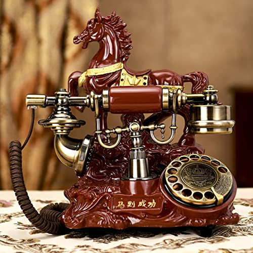 YIDAX Téléphone Filaire Rétro, Téléphone Fixe À Cadran Rotatif Vintage, Téléphones À L'ancienne pour La Maison,B