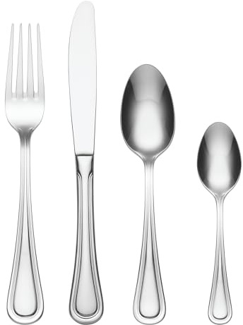 Oneida Barcelona Cutlery Set for 4 - Stainless Steel Cutlery Set, Heavy Weight & Mirror Finish, Rust Resistant & Dishwasher Safe Durable Flatware, Silver