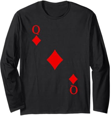 Spielkarte Karo Dame Königin Queen Karneval Kostüm schwarz Langarmshirt