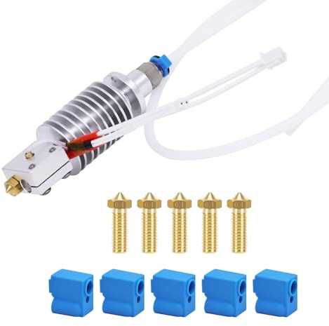 LANKEGU Hotend Kit für Anycubic Kobra Plus, 3D Drucker, Zusammengebautes Hotend Kit mit 5 Silikon Socken und Düsen für Kobra Plus 3D Drucker