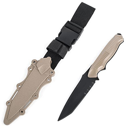 QIRUIMY Coltello di plastica tattico,gomma pieghevole con coltello da battaglia, artiglieria per gli appassionati di addestramento militare CS Cosplay modello pugnale vestito (Marrone)