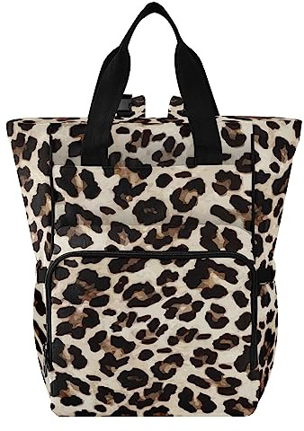 ISAOA Wickeltasche mit Leopardenmuster, für Damen und Herren, großer Laptop-Rucksack, Reiserucksack, Tagesrucksack, Lunchtasche mit isolierten Taschen, Kinderwagengurten, wasserdicht