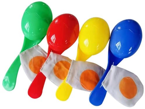 Jeu de Course de Cuillère à Oeufs avec Jaune 4 Pièces Ensemble de Jeu de Course d'Oeufs et de Cuillères en Plastique Sports de Plein Air Équilibrage Jouet de Course de Relais pour la Maternelle