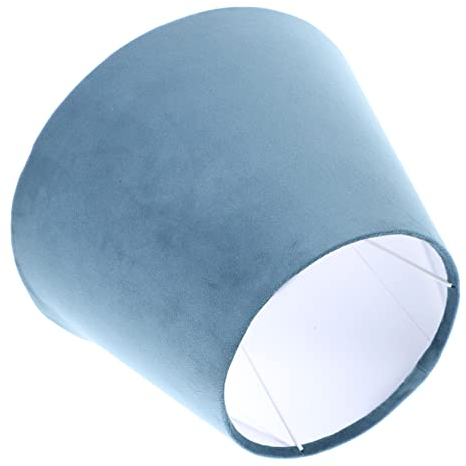 KICHOUSE Lampenschirm Aus Stoff Ersatz E27 Stehlampe Trommel 25cm Weiß Blau Innen Velvet Stoff Lichtabdeckung Für Wohnzimmer Schlafzimmer