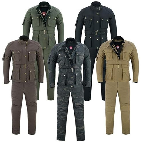 warrior gears Damen-Motorradanzug aus gewachster Baumwolle, 340 g, CE-gepanzerte Motorradjacke und -hose für Damen, lässiger, wasserdichter Textilanzug mit Netzfutter für den Außenbereich