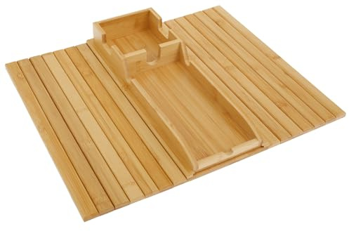 BAODBF Vassoio porta tazze 2 in 1 in legno di bambù per divano, bracciolo rimovibile, vassoio con portabicchieri, pieghevole, antiscivolo, per divano, bracciolo, tavolo, per bevande, tazze, cellulare