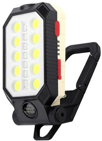 Glomora COB-Arbeitsleuchte, USB-Lade-LED mit Magnet, Outdoor, Camping, weißes Licht, rot, blau, blinkend, mit Kabel (Big 599A)