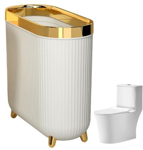Pattumiera per WC - Pattumiera per WC stretta, pattumiera per camera da letto con coperchio per bagno, cestino per la spazzatura dal design compatto, cestino di carta per la casa, i to
