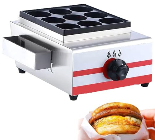 Máquina de hamburguesas de huevo, máquina de hamburguesas con calefacción a gas comercial, control de perilla individual, calentamiento (9)