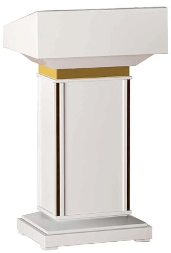XDAWQP Luxus Rednerpulte Holz Podium Stand Mit Geräumigen Desktop Und Offenen Lagerung Podien Kanzeln Für Kirchen Lehrer Podien，White