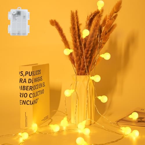 FFZZKJ Lichterkette Batterie Außen Innen für Weihnachten, mit Timer Wasserdicht Lichterkette Kugel für Kinderzimmer, 3M 20LED, Warmweiß
