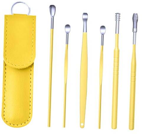 FOMIYES 5 Sätze Werkzeugsatz Zur Ohrenentfernung Praktische Ohrenreinigungswerkzeuge Ohrenreiniger Ohrenreinigungsset Für Kinder Ohrenschmalzentferner Schabwerkzeug Yellow Rostfreier Stahl