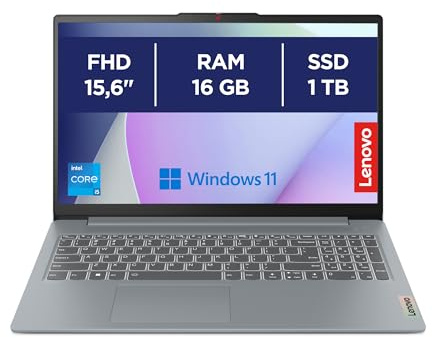 Lenovo IdeaPad Slim 3 Gen 8 Ordinateur Portable 15,6 FHD Intel Core i5-13420H, 16 Go RAM, 1 to SSD, Wi-FI 6, Win11 Home, Office de Test QWERTY Espagnol, Gris, 3 Mois de Xbox Game Pass Inclus