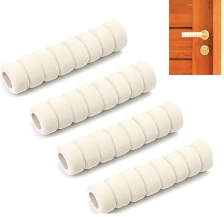 Lunpog 4 Stück Schaum Tür Griff türgriffschutz, Antikollisions Tür Knopf Spiralen, Beige Türgriff-Schutz, Schaumstoff Griff-Abdeckungen Zum Schutz Von Wänden Und Möbeln