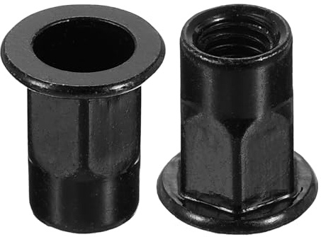 sourcing map M6 Rivet Nuts Thread Half Hexagonal Carbon Steel Flat Head Threaded Nut 60Pcs