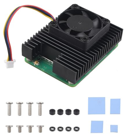 ZDE ZC505 Dissipatore di calore in alluminio dedicato con ventola di raffreddamento PWM compatibile con scheda madre Raspberry Pi Compute Module 5 CM5 con viti e nastri termici