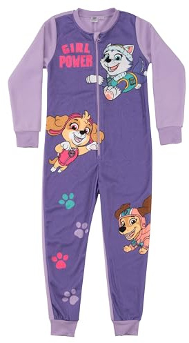 Paw Patrol Jumpsuit für Mädchen - Overall Kinder Pyjama Schlafanzug Langarm Lila (DE/NL/SE/PL, Numerisch, 122, 128, Regular, Lila)