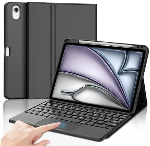 WINCHKING Trackpad Teclado Funda para iPad Air 11 M4/M3/M2(2026/2025/2024) | Desmontable Magnético Funda con Soporte, Inalámbrico Bluetooth Teclado para iPad Air 5/4 Gen 10.9, QWERTY Español Ñ, Negro
