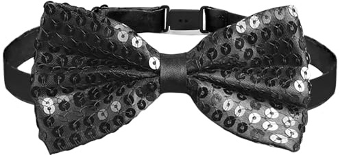 LXOrdora Kids Sparkling Sequin Bow Tie Fancy Dress Pre Tied Stage Show Black