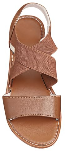Wyongtao Sandales Femme Bohême Plates Chaussures Confortable Bout Ouvert Sandales Femme Compensées Chaussure Bande Élastique Croisée Chaussures De Piscine Grande Taille Style Romain Pas Cher