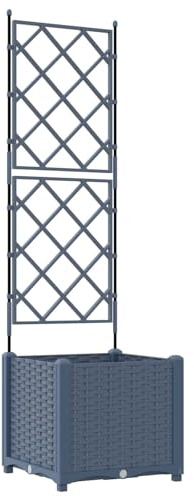 vidaXL Garten-Pflanzgefäß Grau 40 x 40 x 143 cm Kunststoff, Moderner Garten und Terrasse, eleganter Pflanzkasten, funktionale Außendekoration, minimalistischer Behälter für vielseitiges Gärtnern