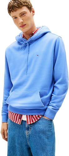 Tommy Jeans TJM REG S Flag Hoodie EXT DM0DM20742 Sudadera con Capucha para Hombre, Azul (Light Horizon Blue), XL, Azul (Light Horizon Blue), XL