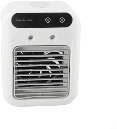 EXTRWORY Ventilador portátil USB recargable, para escritorio/oficina/coche, viajes, batería 1800 mAh, silencioso, 2 velocidades, 2 modos de niebla, blanco
