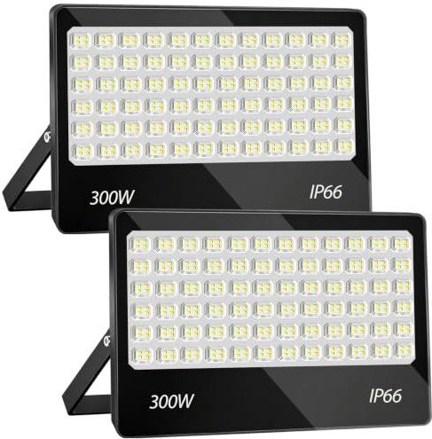 Focos LED Exterior, 300W 30000LM Proyector LED Potente 6500K Blanco Frío | 2pcs,IP66 Impermeable Floodlight Para Jardín, Garaje, Patio, Entrada, Estacionamiento, Gimnasios,Terraza, Balcones