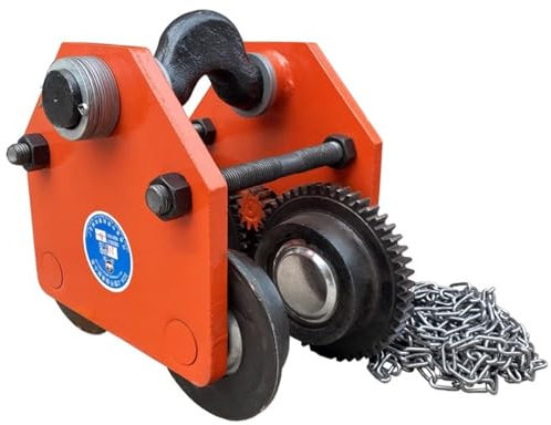 XUHONGYA Laufkatze Handfahrwerk mit Kette 1-3 Tonnen | Tragkraft 1000-3000kg | Verstellbare Flanschbreite 68-150mm | Stahl-Rollfahrwerk for Garagen, Lagerhallen & Baustellen(3ton/6600lbs)