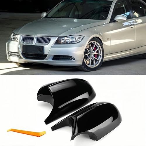 POETRYXIAO Spiegelkappen, Auto-Rückspiegelabdeckung, kompatibel mit B-MW 1er-Serie E87 E81 E82 E88 LCI/3er E90 E91 E92 E93 LCI, geeignet zum Tuning (Black)