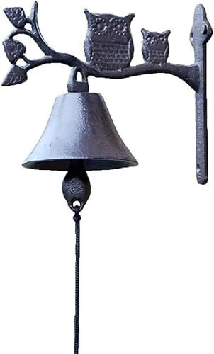 dvegGEE Door knocker,1pcs Vintage Door Bell,Manual Doorbell， Owl Decorative Doorbell Cast Iron Wall Bell Garden Door Porch Cabin Decor Antique Style Knocker Patio Home Wall Art Decor