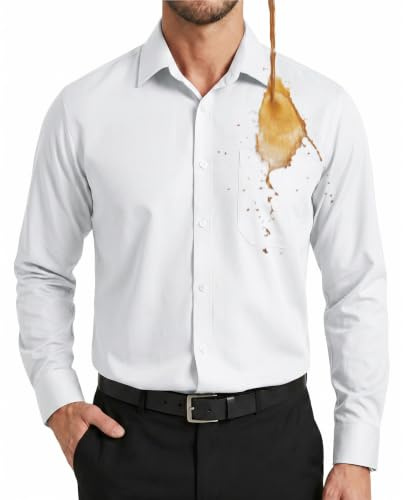 Enlision Camicia Bianca Uomo Elegante Manica Lunga Antimacchia Non Stiro Elasticizzata Regular Fit Camicie in Cotone con Taschino Matrimoni Ufficio 2XL