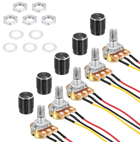 QUARKZMAN 5 Stück 50K Ohm Potentiometer, 3 Pins Einzel Linear Digital Potentiometer mit Drehknopf für Automobilelektronik Multimedia-Audio