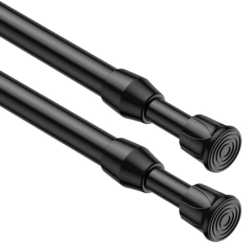 AIZESI Vorhangstange Ohne Bohren 68 Bis 97cm Klemmstange FüR Gardinen, 2 StüCk Vorhangstange Klemmstange, Teleskopstange Spannstange Gardinenstange Zum Klemmen FüR Fenster, TüR, KüChe(Schwarz) | Vorhangstange Klemmstange Verstellbare,Teleskopstange Vorhangstange ohne Bohren für Fenster, Tür, Küche