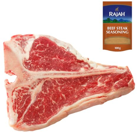 T-Bone Steak 500g with Rajah Beef Steak Seasoning | Halal Premium Bone-In Cut | Tender, Juicy & Flavorful | Perfect for Grilling, BBQ & Pan-Searing