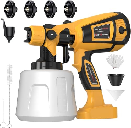 Pistola per Verniciatura, 850 W HVLP Pistola per Verniciatura con 4 Ugelli e 3 motivi, Serbatoio da 1400 ML, per Mobili, Muri, Porte, Recinzioni fai da te