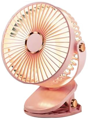Flaroey Ventilador de clip de 6 pulgadas recargable por USB, con energía eólica, mini silencioso, portátil, para escritorio, oficina, fácil de instalar, fácil de usar, color rosa