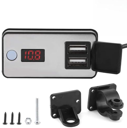Motorcycle USB With Digital Display 12V 24V Power Socket IP67 Motorbike USB Adapter 5V 2.4A Port For Phones Tablets Cameras MP3 Players Ideal For Distance Rides And Electric Vehicl