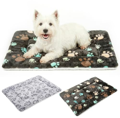 MICOOYO Lit pour Chien 2 PCS, Matelas Lavable pour Chien, Tapis imperméable pour Petits Chiens, Chats et Chiots, Couverture Polaire pour cochons d'Inde, Lapins, écureuils et Hamsters (L, 69 x 52 cm)