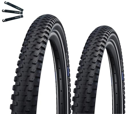 2 x Schwalbe Marathon Plus MTB Fahrradreifen Performance Smart DualGuard E-50 Schwarz/Reflex 65-584 (27.5 x 2.60) inkl. maxxi4you Reifenheber