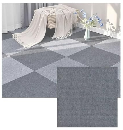 XLIHAWY Selbstklebende Teppichfliesen, 30 X 30 cm / 60 X 60 cm Gewerbliche Teppichfliesen, Gepolsterter Bodenbelag Für Schlafzimmer Wohnzimmer Büro(Hellgrau,23.6x23.6in/9pcs)