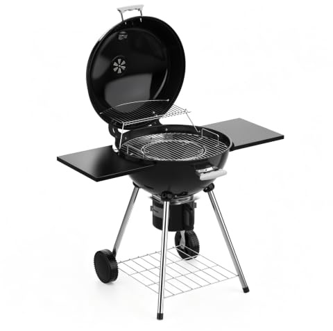 KOBENDA Barbecue Charbon de Bois Rond, Roues et Thermomètre
