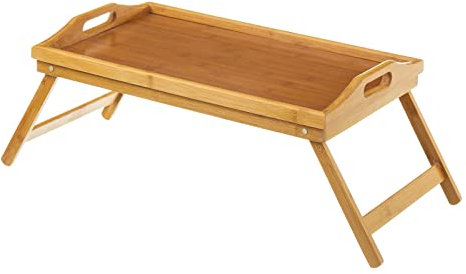 LOLAhome Bandeja Plegable con Asas para Cama y sofá | Mesita con Patas Plegables de Estilo nórdico Fabricado en bambú Natural de 50x30 cm