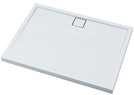 VBChome Duschwanne 90x120x5 cm Duschtasse Rechteckig für Duschkabine Styroporträger flach Sanitär-Acryl Duschbecken stabil glatt weiß Dusche+ Ablaufgarnitur Viega Tempoplex