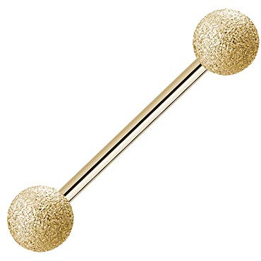 Treuheld | Goldener Piercing STAB in DIAMANT-OPTIK aus Chirurgenstahl - 11 Größen & Längen - sandgestrahlte Kugeln zum Schrauben - Stahl Barbell - matt GOLD - Helix Tragus Piercing Schmuck